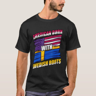 Camiseta Bandera estadounidense de Suecia Sueco USA Raíces 