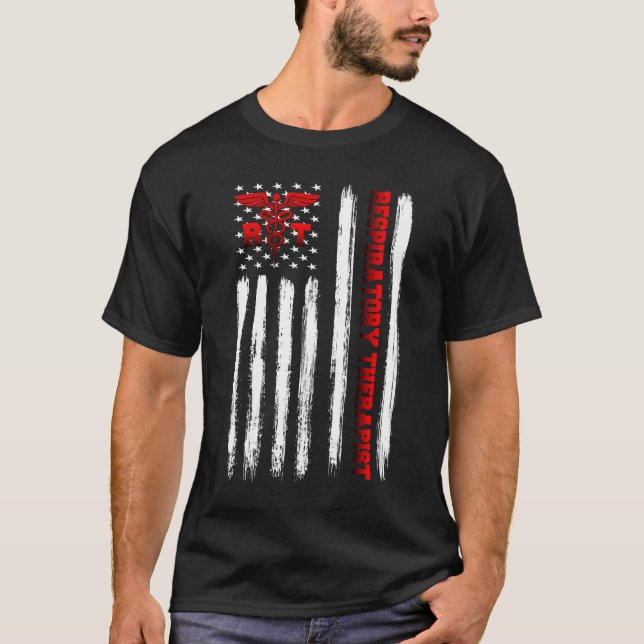 Camiseta Bandera estadounidense de terapia respiratoria (Anverso)