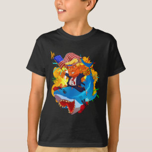 Camiseta Bandera Estadounidense De Tiburón Patriótico Único
