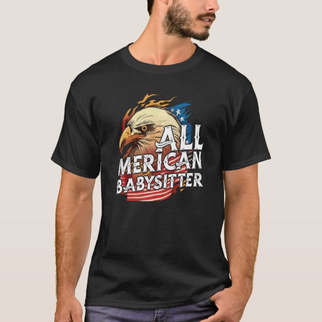 Camiseta Bandera Estadounidense De Todo Niñera Mericua 4 De (Anverso)