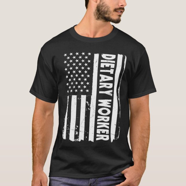 Camiseta Bandera estadounidense de trabajador dietético (Anverso)