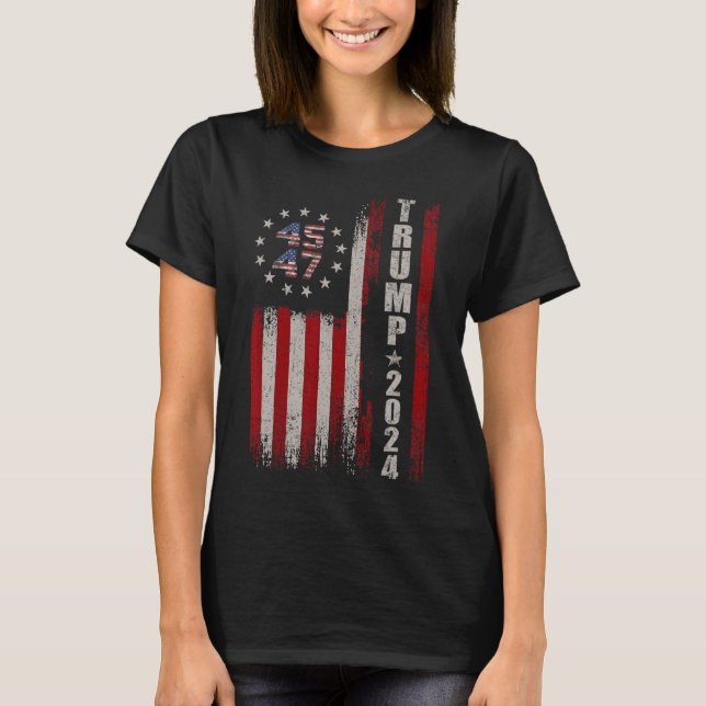 Camiseta Bandera estadounidense de Trump 2024 (Anverso)