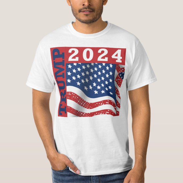 Camiseta Bandera estadounidense de Trump 2024 (Anverso)