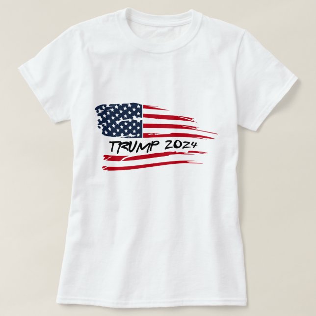 Camiseta Bandera estadounidense de Trump 2024 (Diseño del anverso)