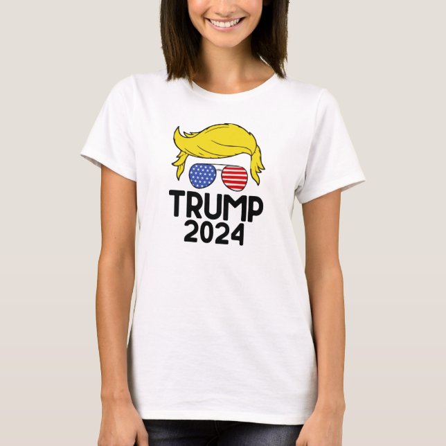Camiseta Bandera estadounidense de Trump 2024 (Anverso)