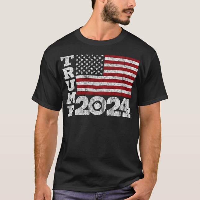 Camiseta Bandera estadounidense de Trump 2024 45 elecciones (Anverso)