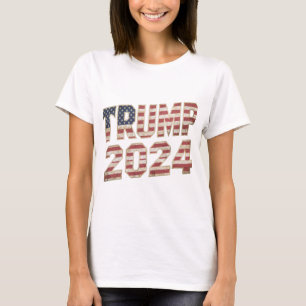 Camiseta Bandera estadounidense de Trump 2024: Adulto corto