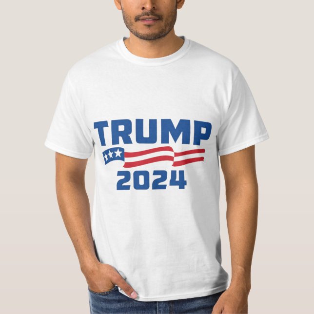 Camiseta Bandera estadounidense de Trump 2024: venta corta  (Anverso)