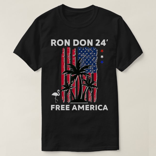 Camiseta Bandera estadounidense de Trump DeSantis 2024 Ron  (Diseño del anverso)