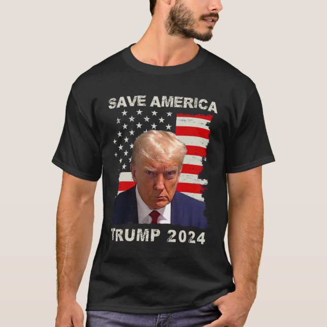 Camiseta Bandera estadounidense de Trump Free Shot 2024 (Anverso)