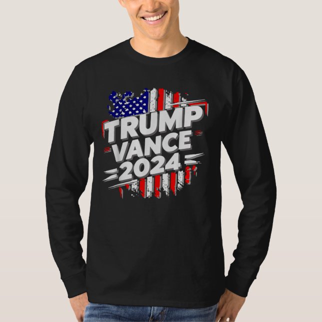 Camiseta Bandera estadounidense de Trump Vance 2024 (Anverso)
