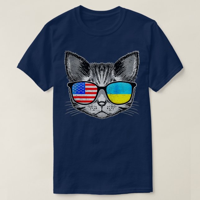 Camiseta Bandera estadounidense de Ucrania roba gato estado (Diseño del anverso)