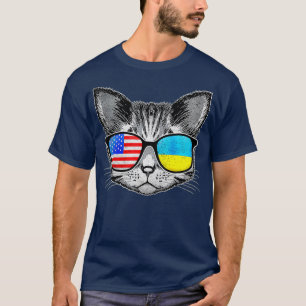 Camiseta Bandera estadounidense de Ucrania roba gato estado