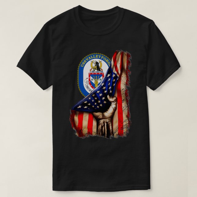 Camiseta Bandera estadounidense de USS Valley Forge CG50 (Diseño del anverso)