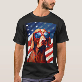 Camiseta Bandera estadounidense de Vizsla 4 de julio