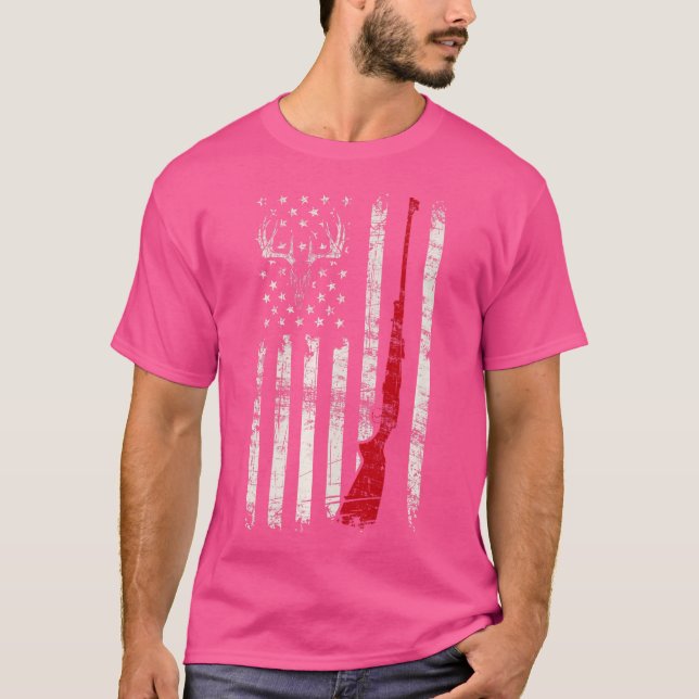 Camiseta Bandera estadounidense Deer Hunter Skull Rifle (Anverso)