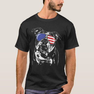 Camiseta Bandera estadounidense del antiguo Bulldog inglés 