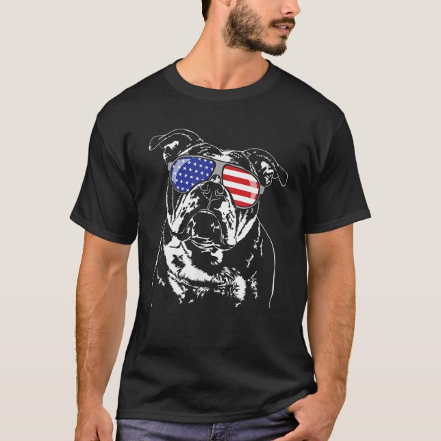 Camiseta Bandera estadounidense del antiguo Bulldog inglés  (Anverso)