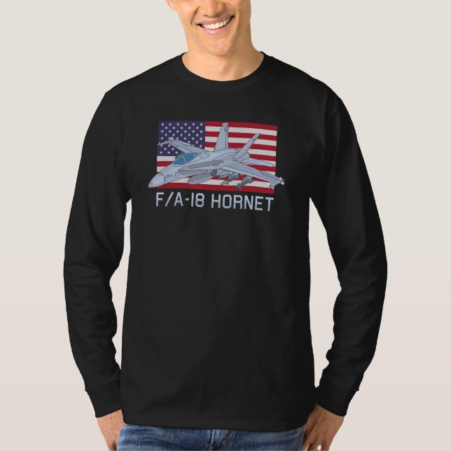 Camiseta Bandera estadounidense del avión de combate Fa 18  (Anverso)