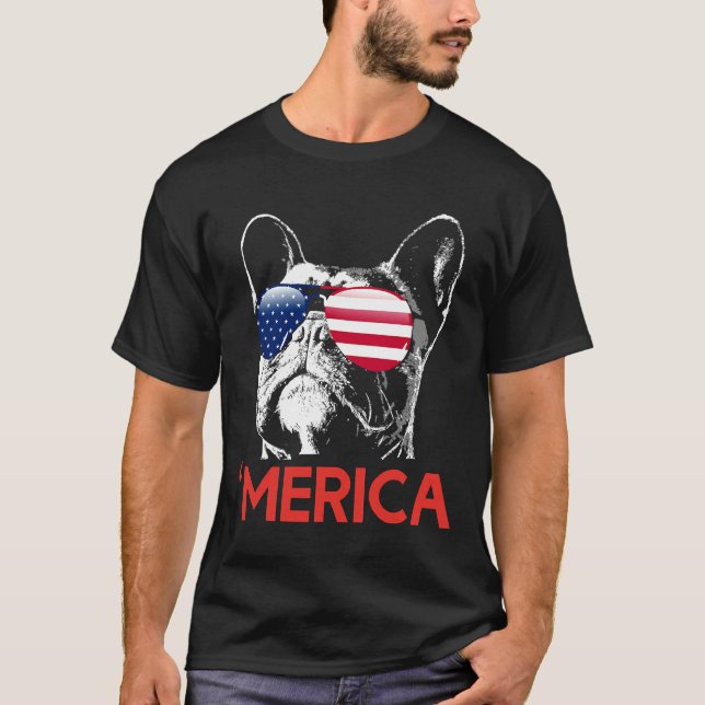 Camiseta Bandera estadounidense del Bulldog francés de Meri (Anverso)