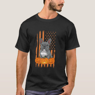 Camiseta Bandera estadounidense del Bulldog francés Hallowe