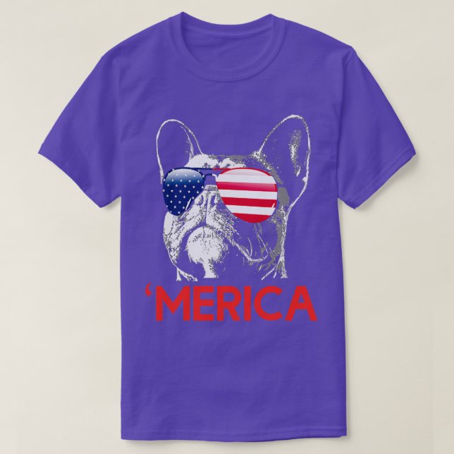 Camiseta Bandera estadounidense del Bulldog francés Merica  (Diseño del anverso)