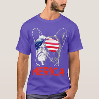 Camiseta Bandera estadounidense del Bulldog francés Merica 