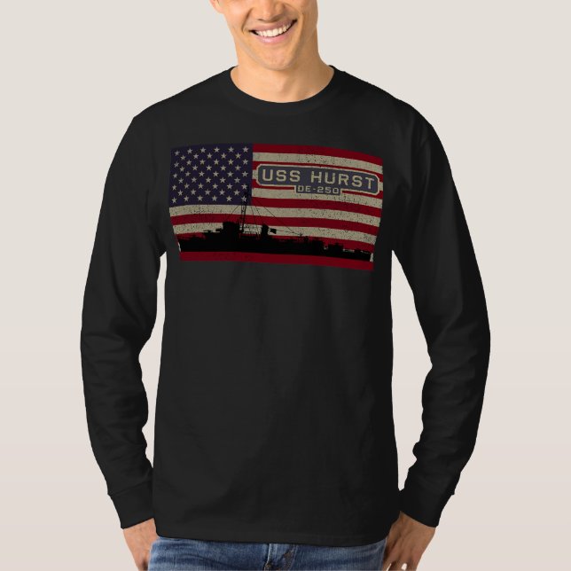 Camiseta Bandera estadounidense del buque USS Hurst DE 250  (Anverso)