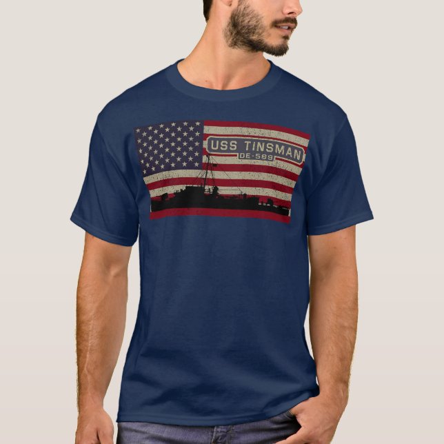 Camiseta Bandera estadounidense del buque USS Tinsman DE 58 (Anverso)