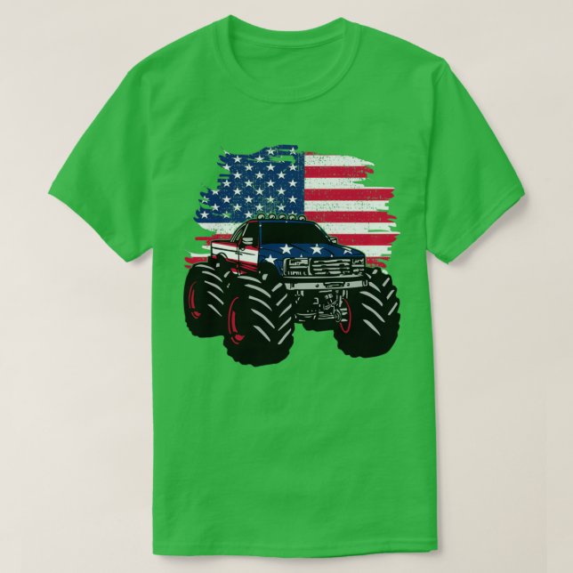 Camiseta Bandera estadounidense del camión de monstruos (Diseño del anverso)