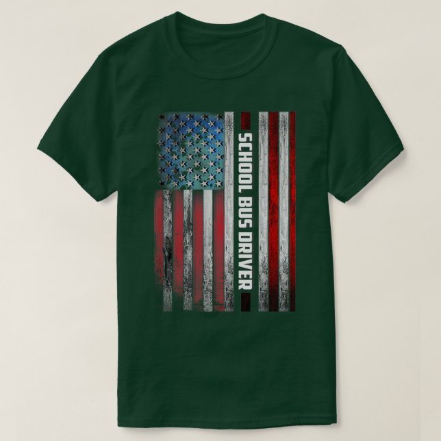 Camiseta Bandera estadounidense del conductor del autobús e (Diseño del anverso)
