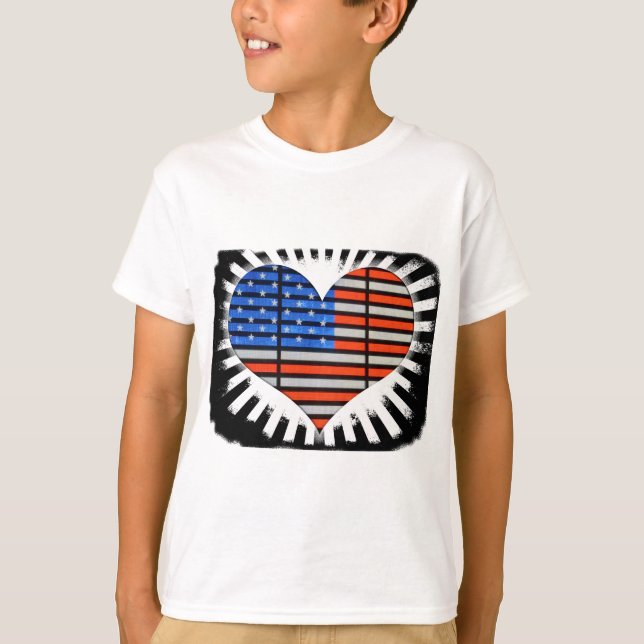 Camiseta Bandera estadounidense del corazón del patriota (Anverso)