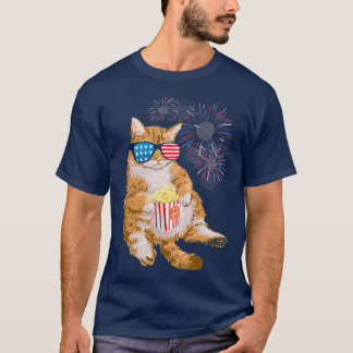 Camiseta Bandera estadounidense del gato patriótico 4 de ju