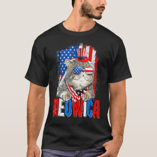 Camiseta Bandera Estadounidense Del Gato Patriótico De Meow