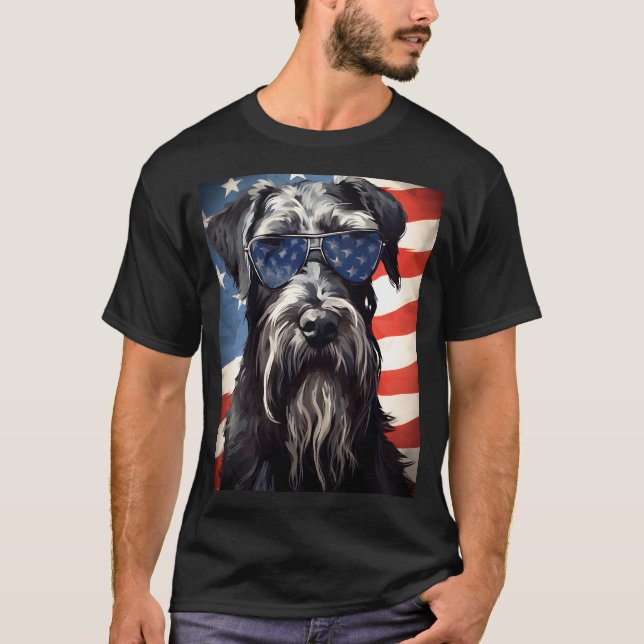 Camiseta Bandera estadounidense del gigante Schnauzer 4 de  (Anverso)