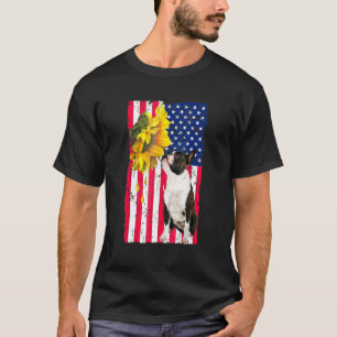 Camiseta Bandera estadounidense del girasol Perro del Terri
