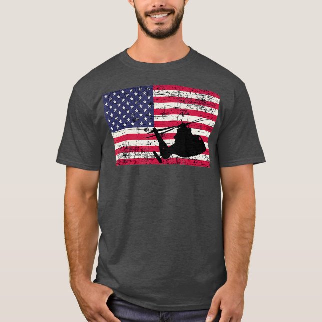 Camiseta Bandera estadounidense del helicóptero Dauphin Pat (Anverso)