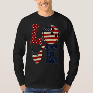 Camiseta Bandera estadounidense del jugador de bowling sobr