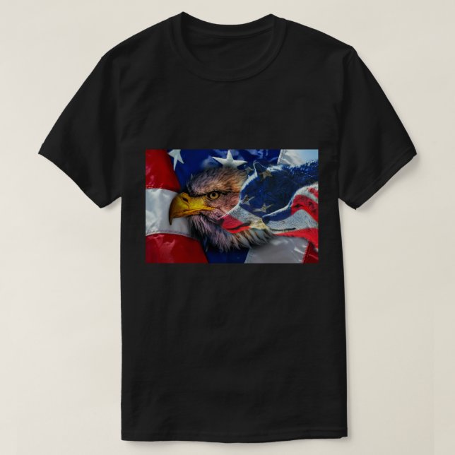 Camiseta Bandera estadounidense del lobo del águila cald (Diseño del anverso)