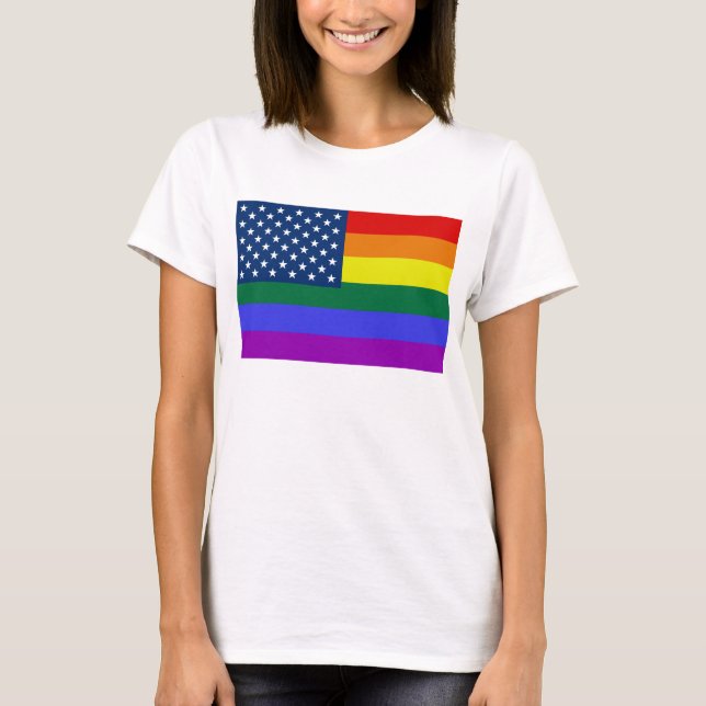 Camiseta Bandera estadounidense del Orgullo LGBT con estrel (Anverso)