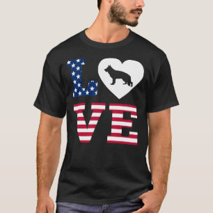 Camiseta Bandera estadounidense del Pastor Alemán del Coraz