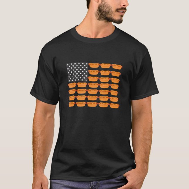 Camiseta Bandera estadounidense del perro caliente (Anverso)