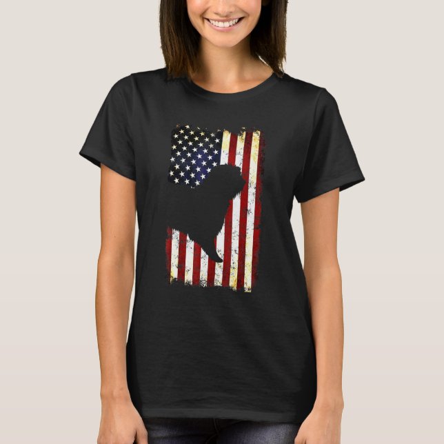 Camiseta Bandera estadounidense del perro de la flor polaca (Anverso)
