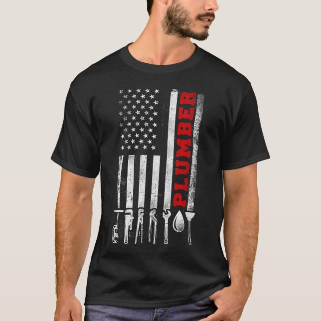 Camiseta Bandera estadounidense del plomero (Anverso)