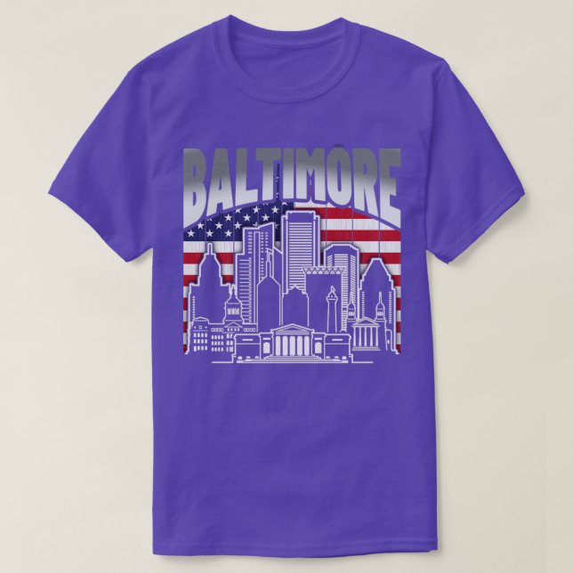 Camiseta Bandera estadounidense del Skyline de la isla Balt (Diseño del anverso)