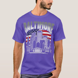 Camiseta Bandera estadounidense del Skyline de la isla Balt