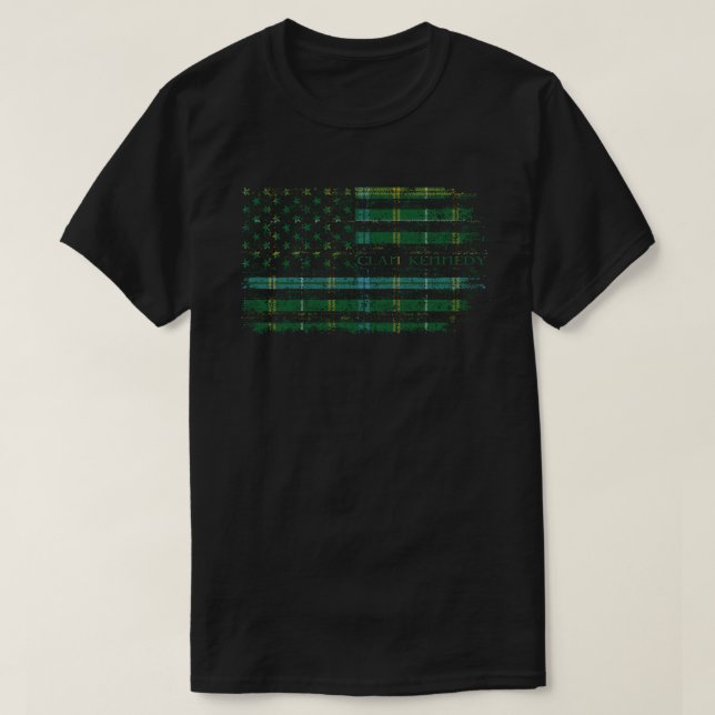 Camiseta Bandera estadounidense del tartán irlandés Clan Ke (Diseño del anverso)
