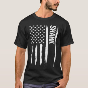 Camiseta Bandera estadounidense del tiburón dice