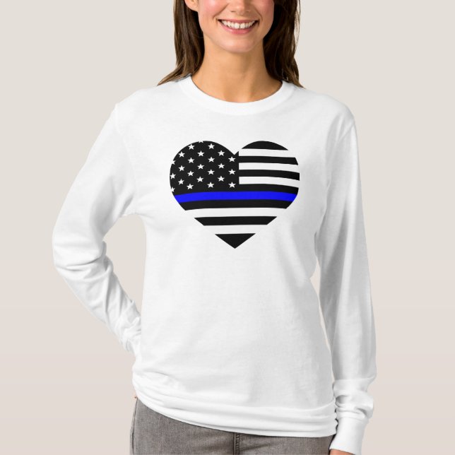 Camiseta Bandera estadounidense delgada de la línea azul -  (Anverso)