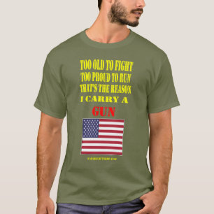 CAMISETA BANDERA ESTADOUNIDENSE, DEMASIADO VIEJA PARA LUCHA